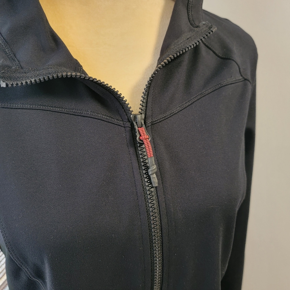 Spyder Active Jacket Womens Medium Black Full Zip Hooded Logo Athleisure Gym - Picture 2 of 12